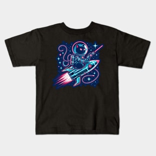 Cosmic Cat Explorer: Space Odyssey Illustration Kids T-Shirt